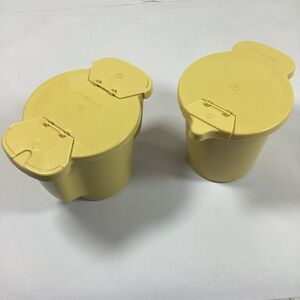 Vintage Tupperware Sugar Creamer Container Set Harvest Gold USA 574 577